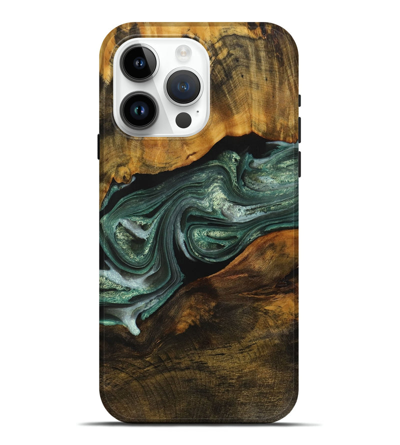 iPhone 15 Pro Max Wood Live Edge Phone Case - Tyrese (Green, 731438)
