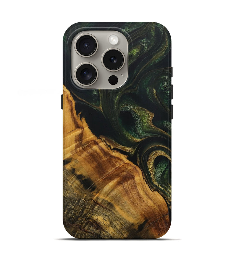 iPhone 16 Pro Wood Live Edge Phone Case - Lynnet (Green, 731440)