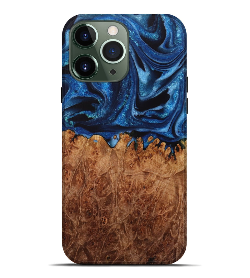 iPhone 13 Pro Max Wood Live Edge Phone Case - Sara (Blue, 731441)