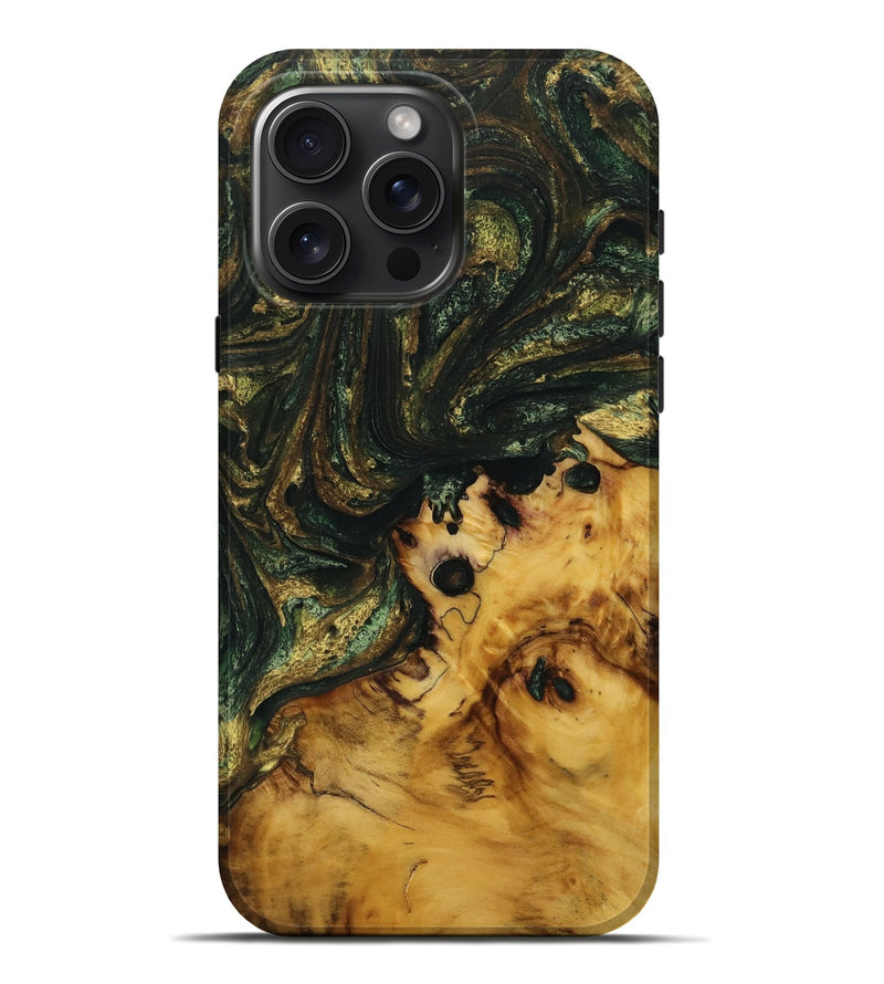 iPhone 16 Pro Max Wood Live Edge Phone Case - Harlen (Green, 731442)