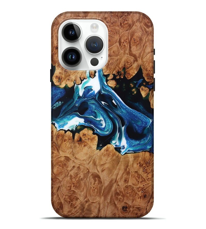 iPhone 15 Pro Max Wood Live Edge Phone Case - Subram (Blue, 731449)