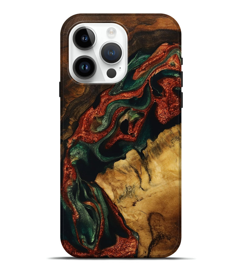 iPhone 15 Pro Max Wood Live Edge Phone Case - Halbert (Green, 731450)