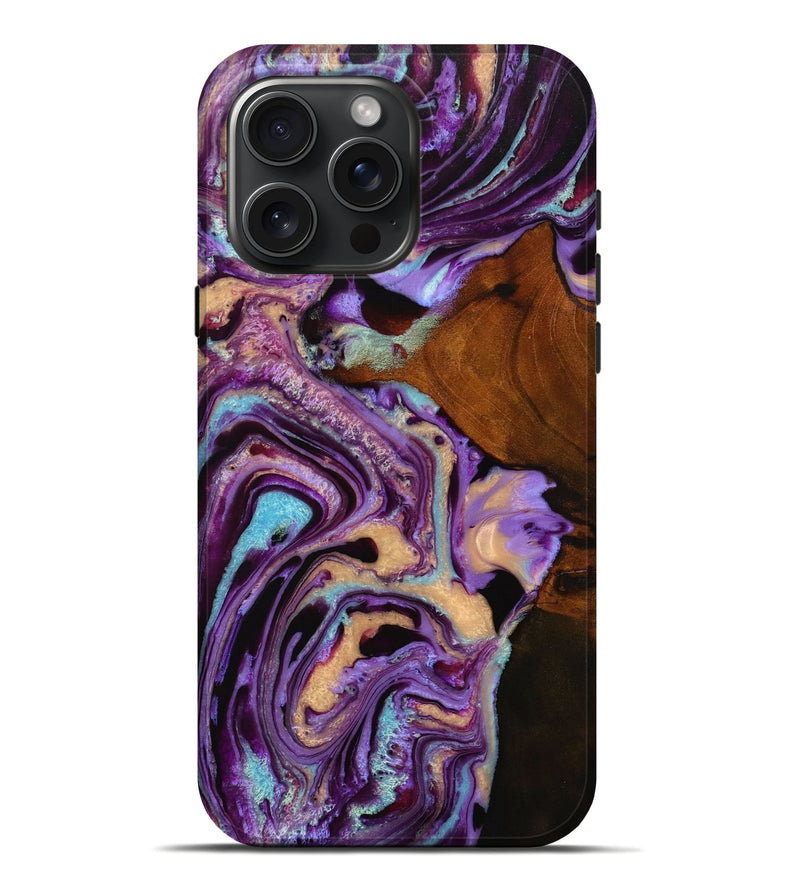 iPhone 16 Pro Max Wood Live Edge Phone Case - Elder (Purple, 731451)