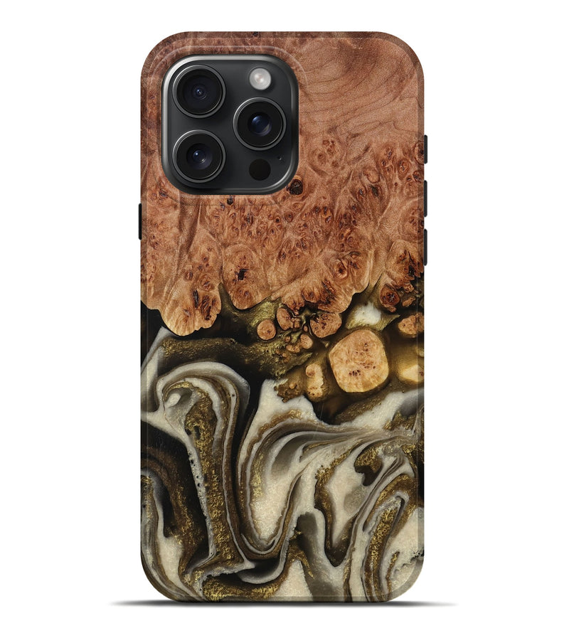 iPhone 16 Pro Max Wood Live Edge Phone Case - Lockie (Black & White, 731452)