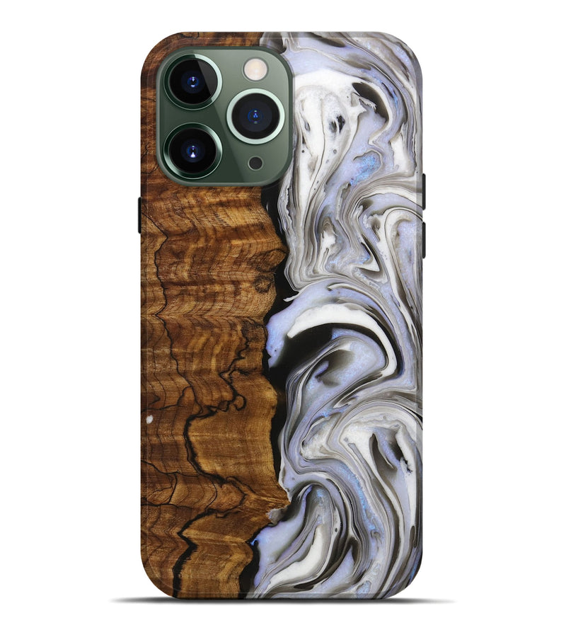 iPhone 13 Pro Max Wood Live Edge Phone Case - Rakesh (Black & White, 731458)