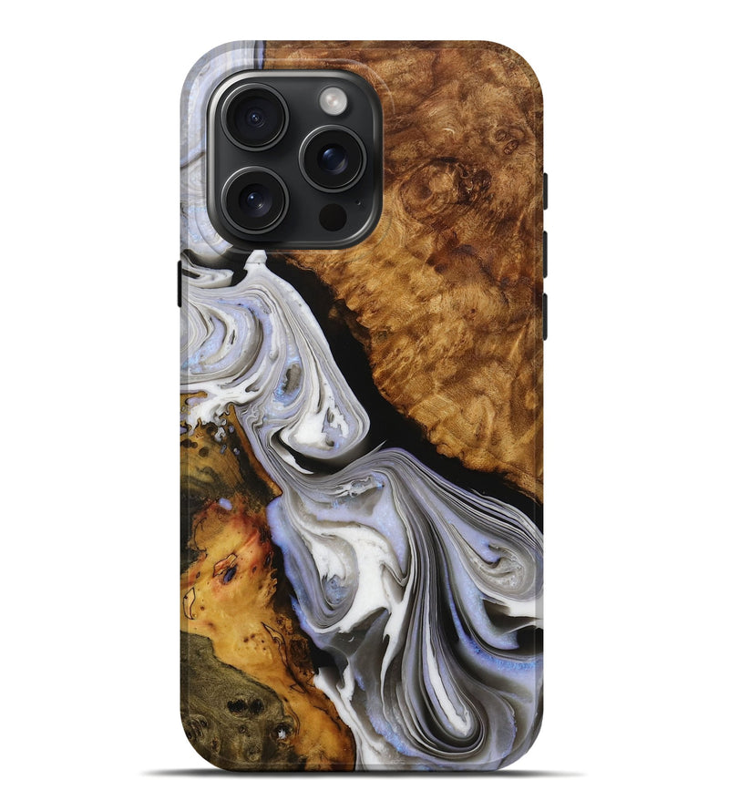 iPhone 16 Pro Max Wood Live Edge Phone Case - Woodie (Black & White, 731461)