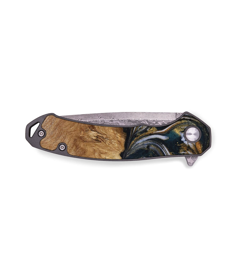 EDC Wood Pocket Knife - Yolanda (Teal & Gold, 731492)
