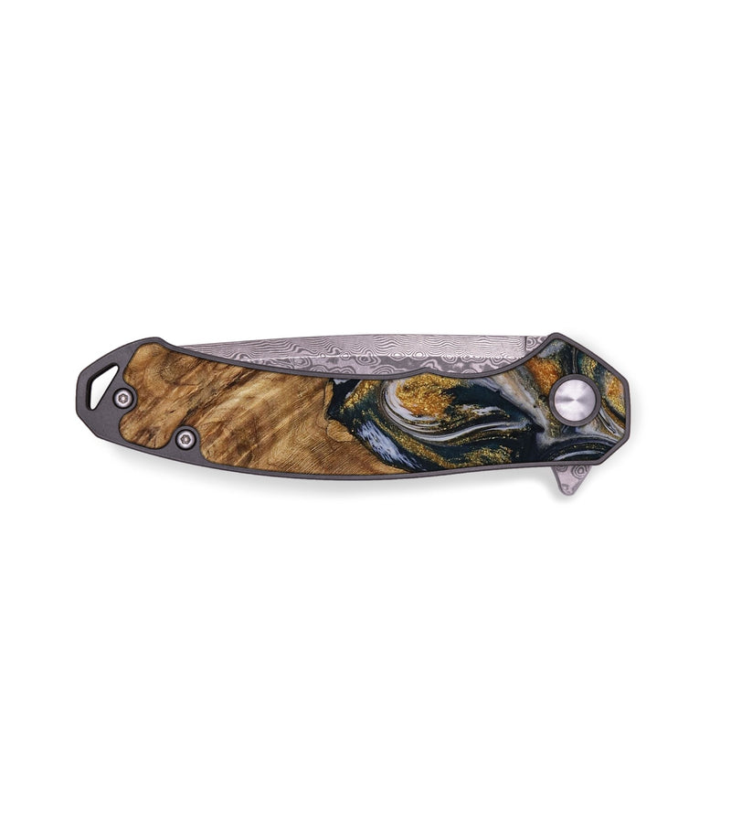 EDC Wood Pocket Knife - Lurlene (Teal & Gold, 731523)