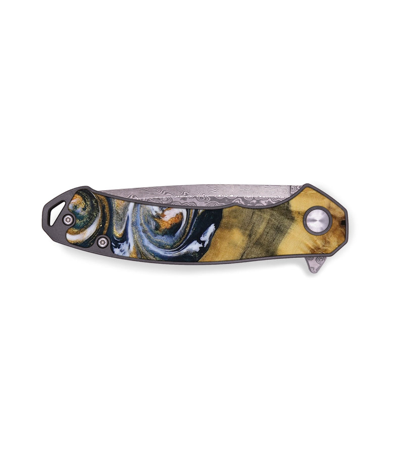 EDC Wood Pocket Knife - Guinna (Teal & Gold, 731531)