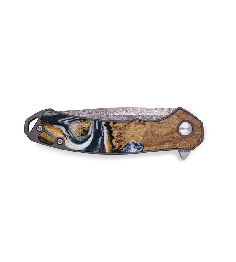EDC Wood Pocket Knife - Dorotha (Teal & Gold, 731542)