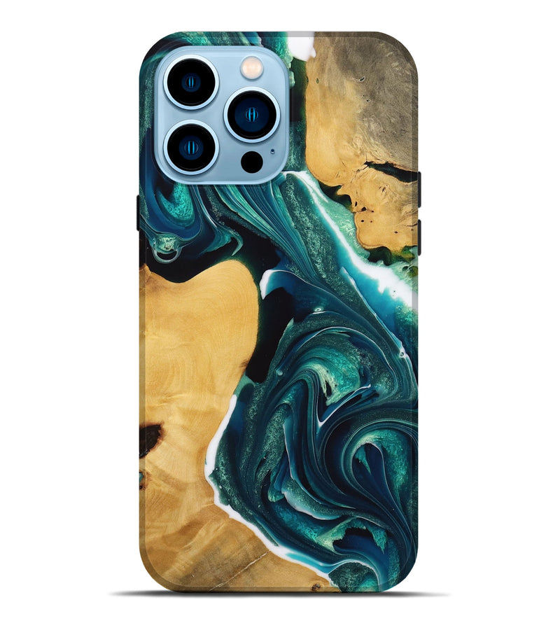 iPhone 14 Pro Max Wood Live Edge Phone Case - Nobie (Green, 731607)
