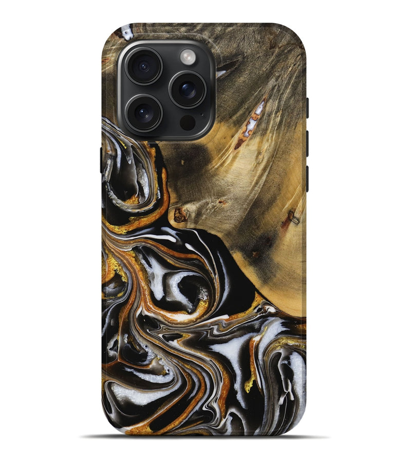 iPhone 16 Pro Max Wood Live Edge Phone Case - Ezella (Black & White, 731635)