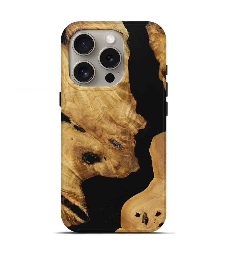 iPhone 16 Pro Wood Live Edge Phone Case - Darbie (Pure Black, 731644)