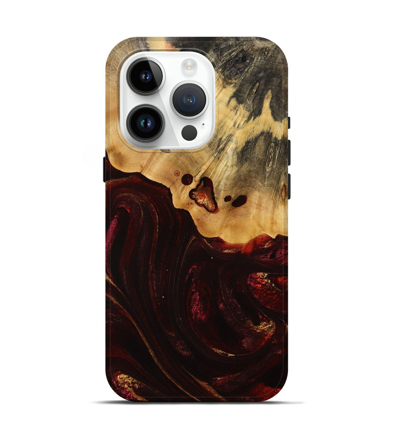 iPhone 15 Pro Wood Live Edge Phone Case - Ruthann (Red, 731659)