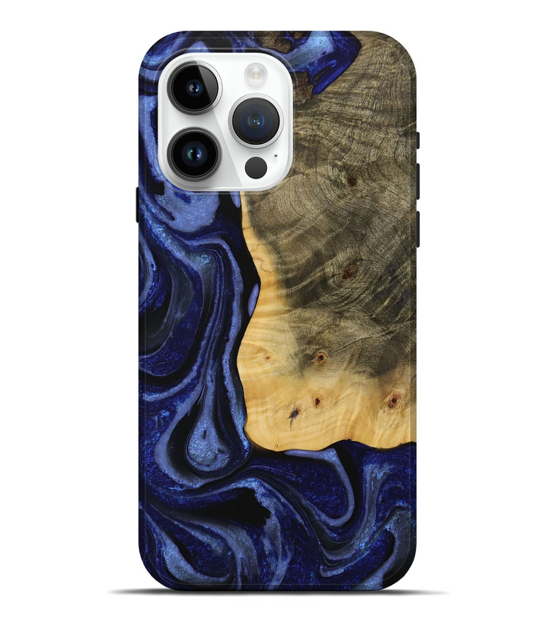 iPhone 15 Pro Max Wood Live Edge Phone Case - Toshio (Blue, 731662)