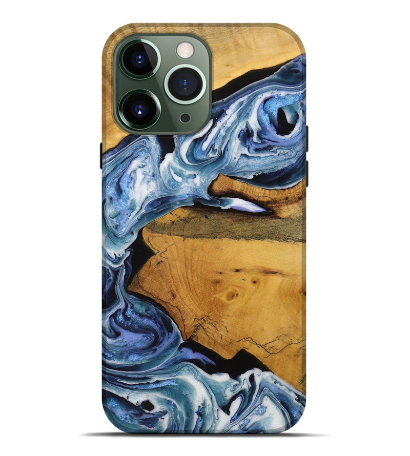 iPhone 13 Pro Max Wood Live Edge Phone Case - Arleyne (Blue, 731665)