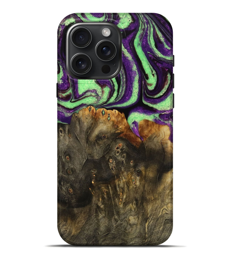 iPhone 16 Pro Max Wood Live Edge Phone Case - Kelsy (Purple, 731670)