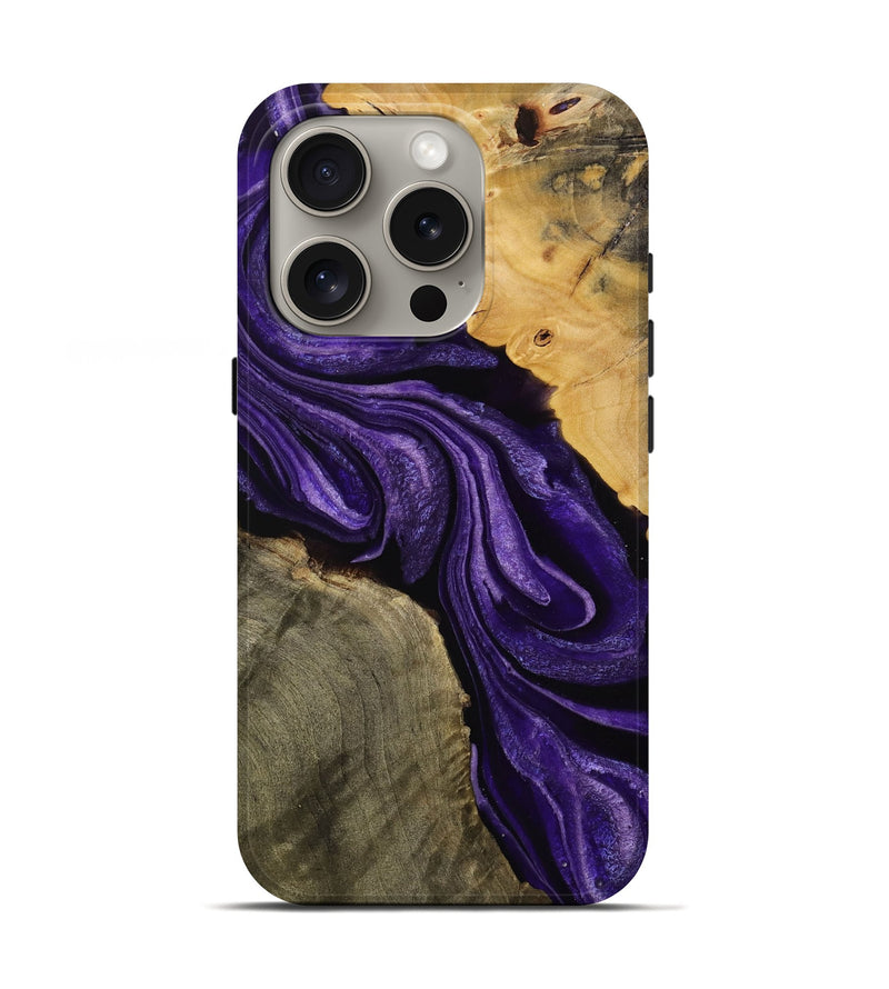 iPhone 16 Pro Wood Live Edge Phone Case - Addie (Purple, 731693)