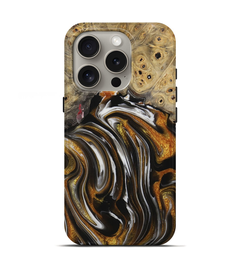 iPhone 16 Pro Wood Live Edge Phone Case - Cami (Black & White, 731757)