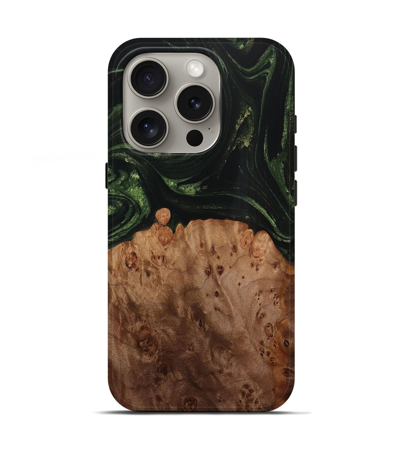 iPhone 16 Pro Wood Live Edge Phone Case - Brendan (Green, 731758)
