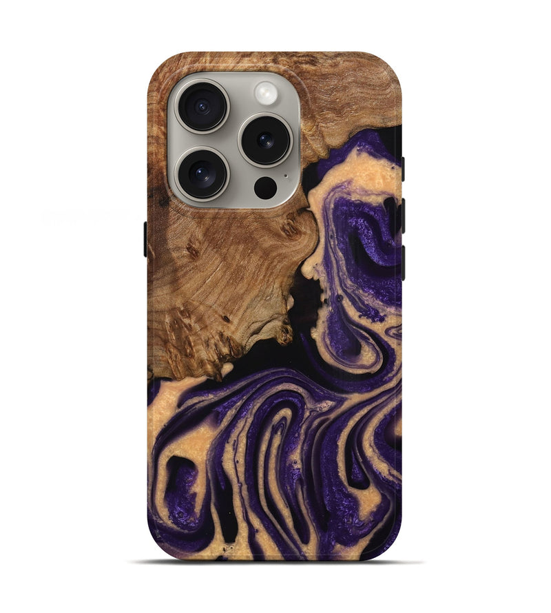 iPhone 16 Pro Wood Live Edge Phone Case - Tanya (Purple, 731759)