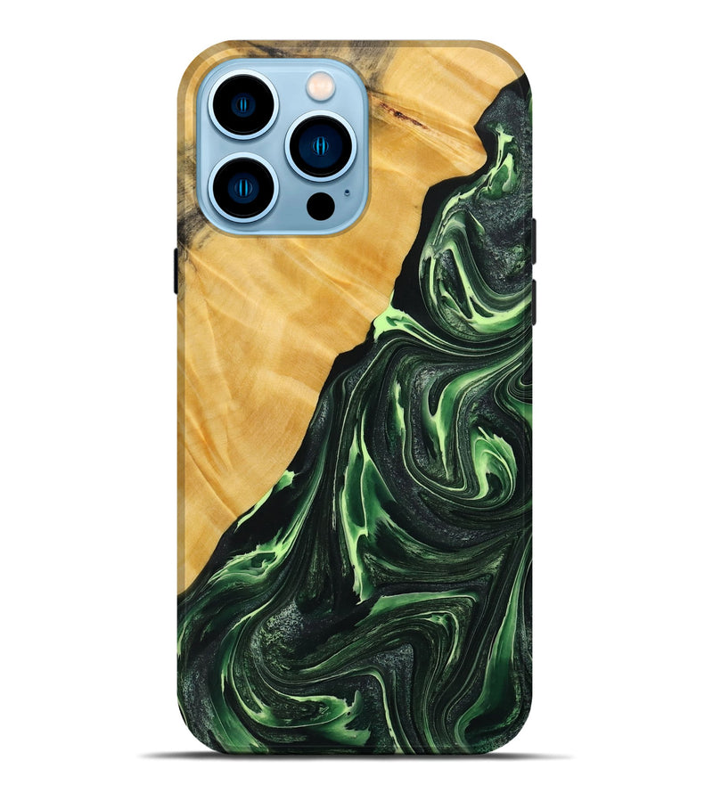 iPhone 14 Pro Max Wood Live Edge Phone Case - Arnav (Green, 731763)
