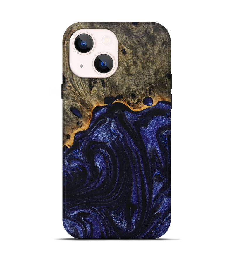iPhone 14 Wood Live Edge Phone Case - Rhonda (Blue, 731764)