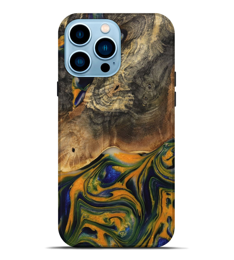 iPhone 14 Pro Max Wood Live Edge Phone Case - Taryn (Blue, 731774)