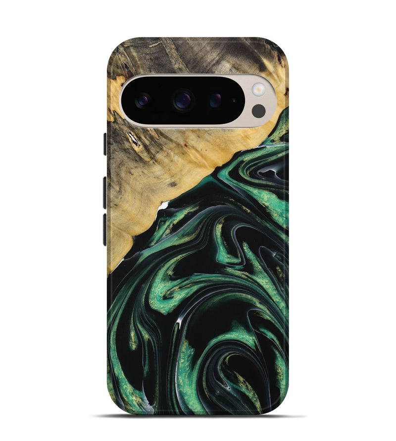 Pixel 9 Pro Wood Live Edge Phone Case - Sherill (Green, 731778)