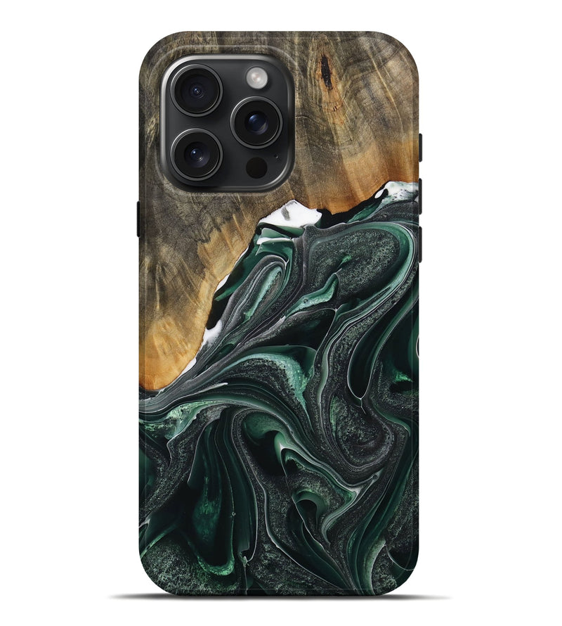 iPhone 16 Pro Max Wood Live Edge Phone Case - Ellissa (Green, 731787)