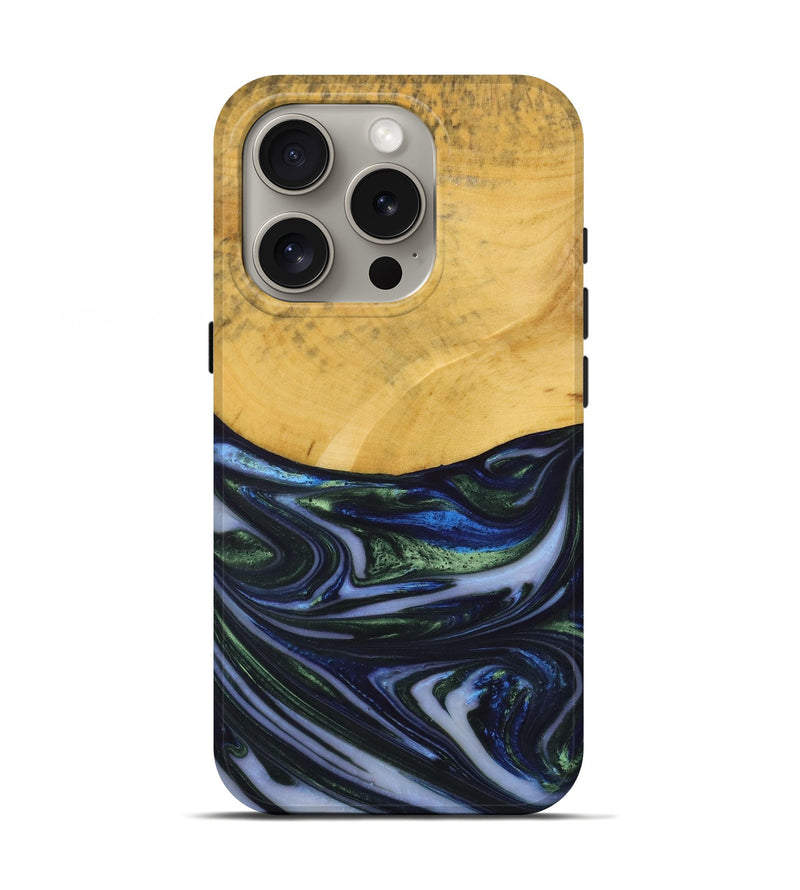 iPhone 16 Pro Wood Live Edge Phone Case - Nolana (Blue, 731788)