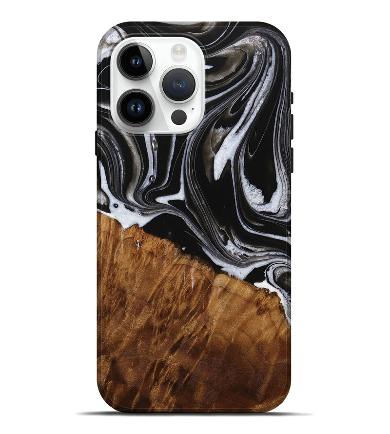 iPhone 15 Pro Max Wood Live Edge Phone Case - Fina (Black & White, 731803)