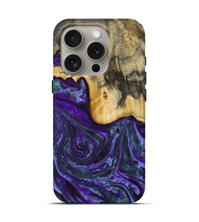 iPhone 16 Pro Wood Live Edge Phone Case - Larysa (Purple, 731804)