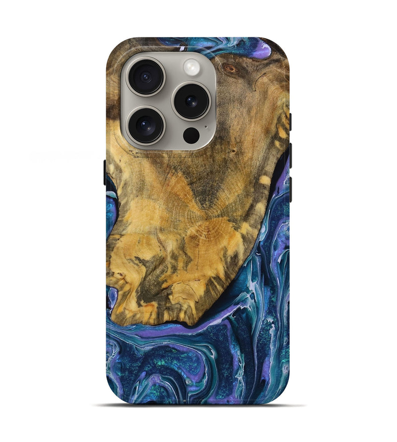 iPhone 16 Pro Wood Live Edge Phone Case - Dedrick (Blue, 731807)