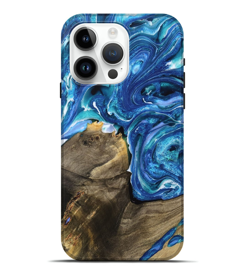 iPhone 15 Pro Max Wood Live Edge Phone Case - Haiden (Blue, 732322)