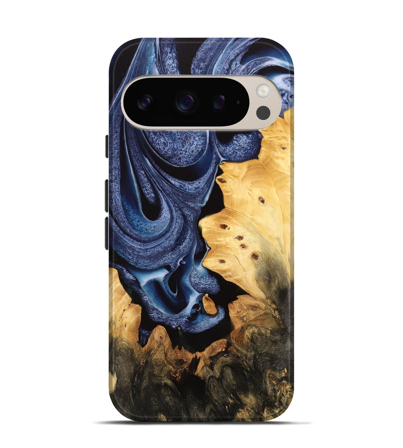Pixel 9 Wood Live Edge Phone Case - Zana (Blue, 732323)