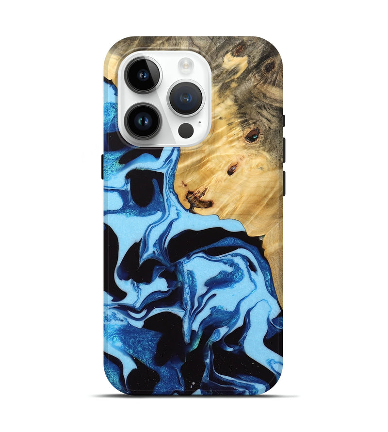 iPhone 15 Pro Wood Live Edge Phone Case - Colman (Blue, 732324)