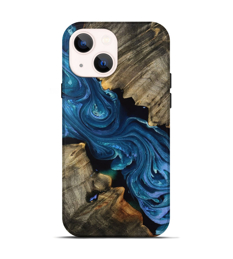 iPhone 14 Wood Live Edge Phone Case - Weston (Blue, 732325)