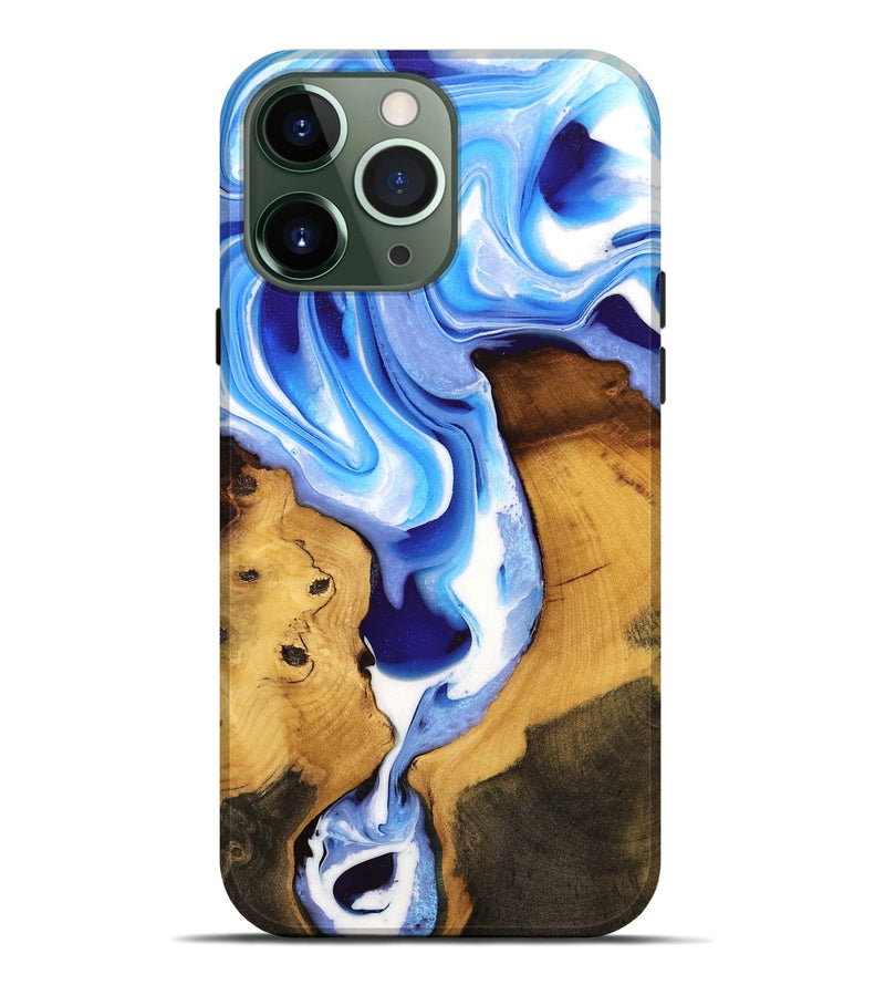 iPhone 13 Pro Max Wood Live Edge Phone Case - Aidan (Blue, 732329)