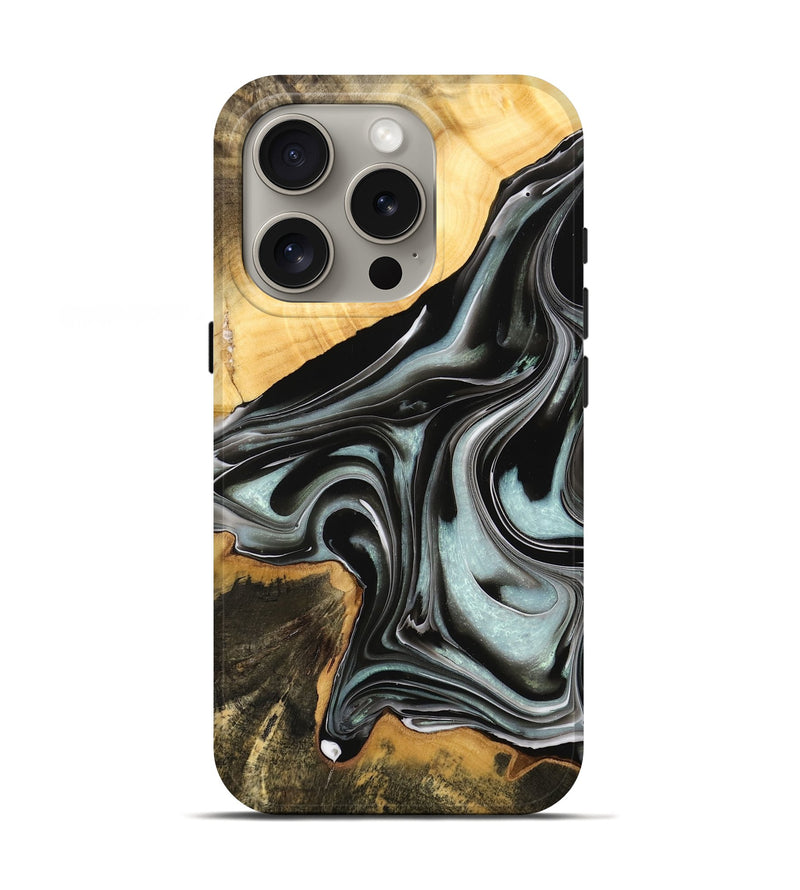 iPhone 16 Pro Wood Live Edge Phone Case - Micri (Black & White, 732336)