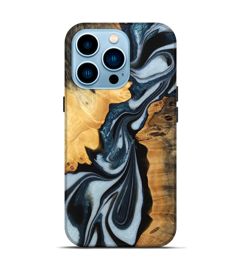 iPhone 14 Pro Wood Live Edge Phone Case - Crystie (Black & White, 732342)
