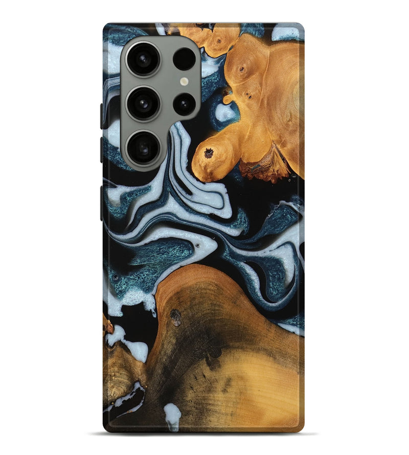 Galaxy S23 Ultra Wood Live Edge Phone Case - Delinda (Black & White, 732347)