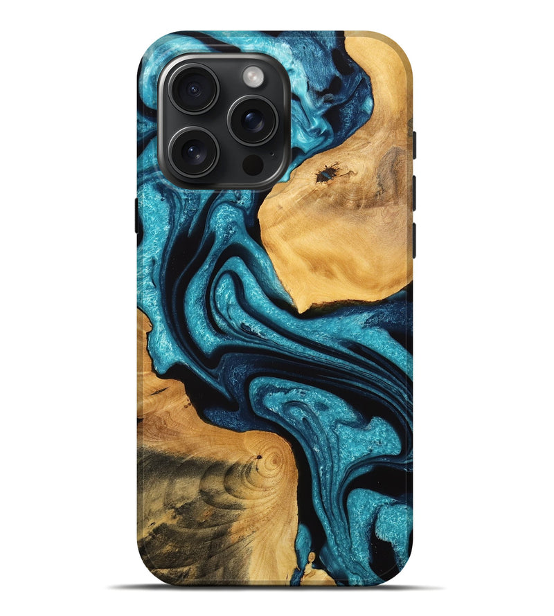 iPhone 16 Pro Max Wood Live Edge Phone Case - Androma (Green, 732348)