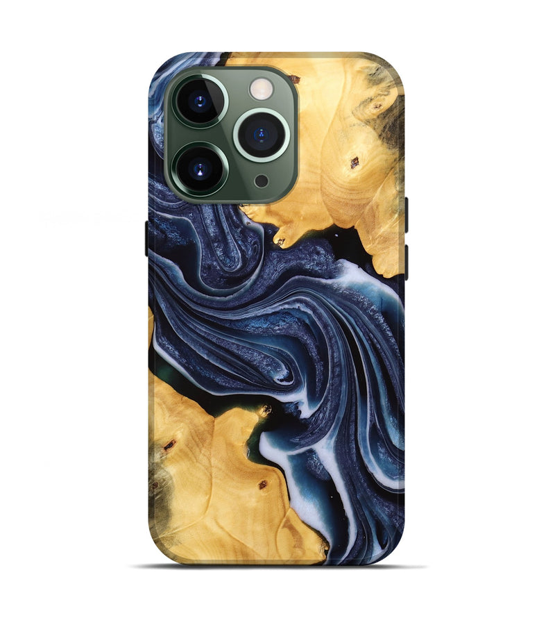 iPhone 13 Pro Wood Live Edge Phone Case - Josanne (Blue, 732349)