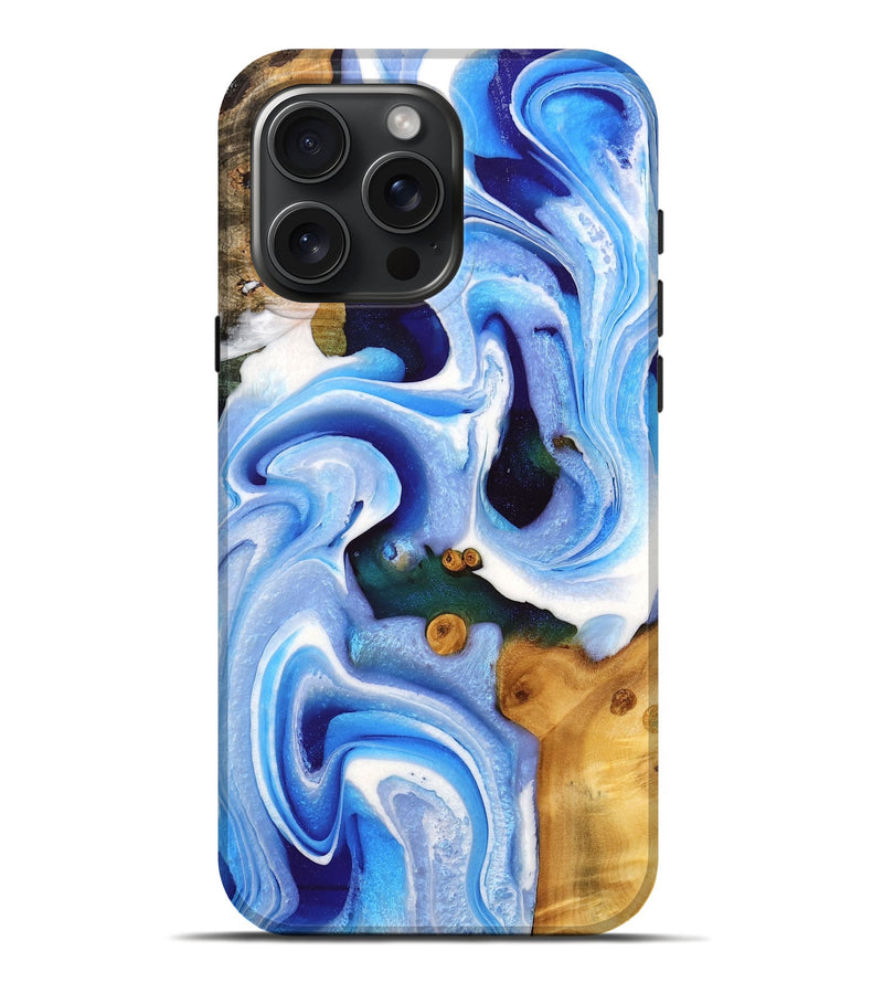 iPhone 16 Pro Max Wood Live Edge Phone Case - Weringh (Blue, 732350)