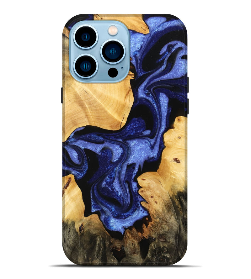 iPhone 14 Pro Max Wood Live Edge Phone Case - Keanna (Blue, 732351)