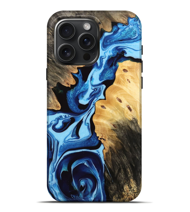 iPhone 16 Pro Max Wood Live Edge Phone Case - Padriac (Blue, 732352)