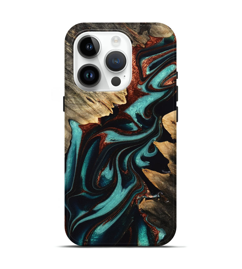 iPhone 15 Pro Wood Live Edge Phone Case - Bengt (Green, 732356)