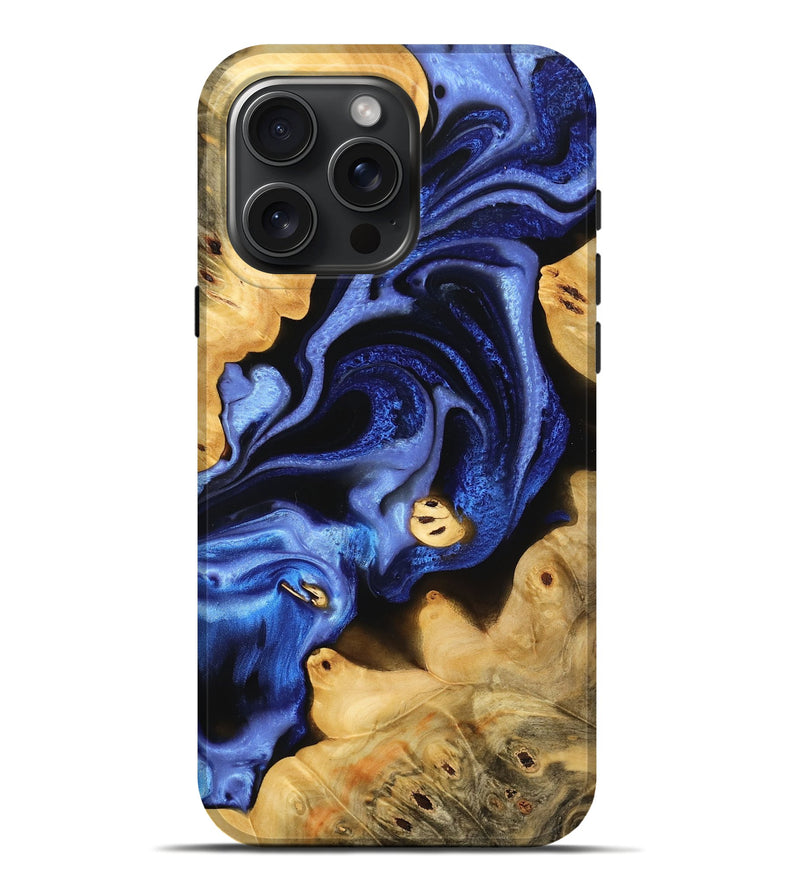 iPhone 16 Pro Max Wood Live Edge Phone Case - Nerta (Blue, 732357)