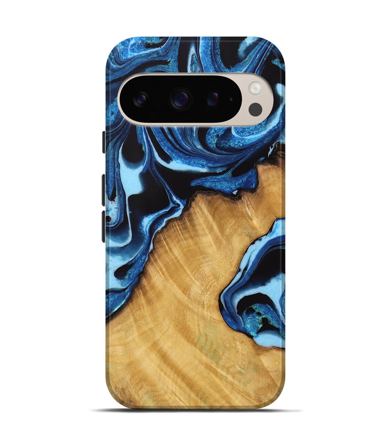 Pixel 9 Wood Live Edge Phone Case - Nessi (Blue, 732362)